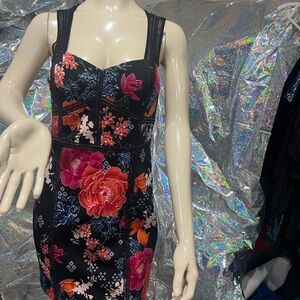 Guess Black Floral High Low Dress